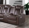 Luxury Living Room 3-Piece Power Reclining Sectional with Drop-Down Cup Holders, Reading Lights, Console, Storage Arms with Cup holders, Plush Seating