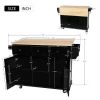 Kitchen Cart Drop-Leaf Countertop, Cabinet w/internal storage racks