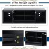 Modern TV Stand with 2 Tempered Glass Shelves, High Gloss Entertainment Center for TVs Up to 70''