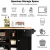 Kitchen Island Cart with Storage Cabinet and Two Locking Wheels,Solid wood desktop,Microwave cabinet