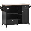 Kitchen Island Cart with Storage Cabinet and Two Locking Wheels,Solid wood desktop,Microwave cabinet