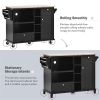 Kitchen Island Cart with Storage Cabinet and Two Locking Wheels,Solid wood desktop,Microwave cabinet