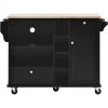 Kitchen Island Cart with Storage Cabinet and Two Locking Wheels,Solid wood desktop,Microwave cabinet