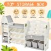 Kids Bookshelf Toy Storage Organizer with 17 Bins and 5 Bookshelves