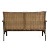 Patio 4 piece sectional low dining conversation sofa set- KD rattan wicker outdoor garden furniture corner sofa set with cushion.