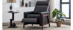 Wood-Framed PU Leather Recliner Chair Adjustable Home Theater Seating with Thick Seat Cushion and Backrest Modern Living Room Recliners