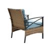 Patio 4 piece sectional low dining conversation sofa set- KD rattan wicker outdoor garden furniture corner sofa set with cushion.