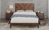 Mid-Century Modern Platform Bed Wood Slat Support with No Box Spring Needed,Full, Walnut