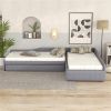 Upholstered Double Twin Size Daybed with Trundle and Drawer, Gray