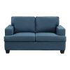 2pc Sofa Set Blue Textured Fabric Upholstered Sofa and Loveseat