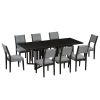 TOPMAX Farmhouse 9-Piece 83.9inch Extendable Dining Table Set with 2 12-inch Removable Leaves and 8 Upholstered Dining Chairs, Espresso