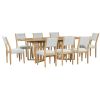 TOPMAX Farmhouse 9-Piece 83.9inch Extendable Dining Table Set with 2 12-inch Removable Leaves and 8 Upholstered Dining Chairs, Natural