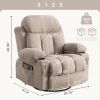 Vanbow.Swinging recliner massage heated sofa, with USB and 2 cup holders in side pockets, PackageA and B (Beige fabric)