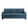 2pc Sofa Set Blue Textured Fabric Upholstered Sofa and Loveseat