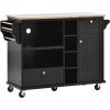 Kitchen Island Cart with Storage Cabinet and Two Locking Wheels,Solid wood desktop,Microwave cabinet