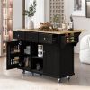 Kitchen Cart Drop-Leaf Countertop, Cabinet w/internal storage racks