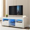 White morden TV Stand with LED Lights,high glossy front TV Cabinet,can be assembled in Lounge Room, Living Room or Bedroom,color:WHITE