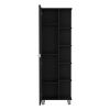 Urano Mirror Linen Cabinet, Four Interior Shelves, Five External Shelves -Black