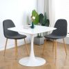 Light Grey Modern Fabric Chairs with wood-transfer Metal Leg set of 4