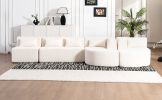 143.7" Upholstered Sofa, 2 Chaise Lounge and 5 Back Pillows, Beige