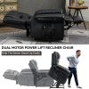 Power Lift Recliner Chair Heat Massage Dual Motor Infinite Position Up to 350 LBS, Genuine Leather, Heavy Duty Motion Mechanism with USB Ports, Black