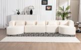 143.7" Upholstered Sofa, 2 Chaise Lounge and 5 Back Pillows, Beige