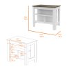 Cala Kitchen Island, Four Legs, Three Shelves -White / Walnut