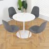 Light Grey Modern Fabric Chairs with wood-transfer Metal Leg set of 4