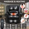 Power Lift Recliner Chair Heat Massage Dual Motor Infinite Position Up to 350 LBS, Genuine Leather, Heavy Duty Motion Mechanism with USB Ports, Black