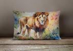 NEW Watercolor Wildlife Throw Pillow Throw Pillow for Indoor Couch Bed Outdoor Patio Washable, Lion 2953,12Hx16W