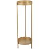 Modern Folding Metal 2-Tier Plant Stand Potted Plant Holder Shelf with 2 Round Trays Indoor Outdoor, Versatile, Golden