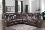 Luxury Living Room 3-Piece Power Reclining Sectional with Drop-Down Cup Holders, Reading Lights, Console, Storage Arms with Cup holders, Plush Seating