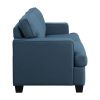 2pc Sofa Set Blue Textured Fabric Upholstered Sofa and Loveseat