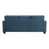 2pc Sofa Set Blue Textured Fabric Upholstered Sofa and Loveseat