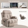 Vanbow.Swinging recliner massage heated sofa, with USB and 2 cup holders in side pockets, PackageA and B (Beige fabric)