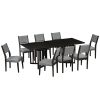 TOPMAX Farmhouse 9-Piece 83.9inch Extendable Dining Table Set with 2 12-inch Removable Leaves and 8 Upholstered Dining Chairs, Espresso