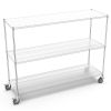 3 Tier Standing Shelf Units, 3000 LBS NSF Height Adjustable Metal Garage Storage Shelves with Wheels