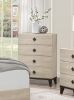 4 Drawer Chest Dresser. Cream and Black finish with Faux Marble Top