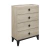 4 Drawer Chest Dresser. Cream and Black finish with Faux Marble Top