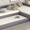 Upholstered Double Twin Size Daybed with Trundle and Drawer, Gray