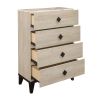 4 Drawer Chest Dresser. Cream and Black finish with Faux Marble Top