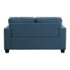 2pc Sofa Set Blue Textured Fabric Upholstered Sofa and Loveseat