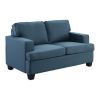 2pc Sofa Set Blue Textured Fabric Upholstered Sofa and Loveseat