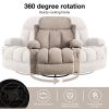 Vanbow.Swinging recliner massage heated sofa, with USB and 2 cup holders in side pockets, PackageA and B (Beige fabric)