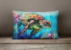 Nautical Collection Throw Pillow Throw Pillow for Indoor Couch Bed Outdoor Patio Washable, Loggerhead Sea Turtle 2809,12Hx16W