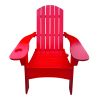 Outdoor or indoor Wood Adirondack chair with an hole to hold umbrella on the arm ,red