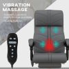 Executive Massage Office Chair with 4 Vibration, Computer Desk Chair, PU Leather Heated Reclining Chair with Adjustable Height, Swivel Wheels, Gray