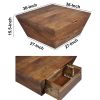 36" Handcrafted Farmhouse Coffee Table, Geometric Angled Square, 1 Drawer, Walnut Wood