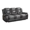 Modern Luxury Living Room Sofa Set 3pc Reclining Sofa Loveseat Glider Reclining Chair Formal Furniture Premium Faux Leather Upholstery Comfortable Two