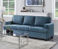 2pc Sofa Set Blue Textured Fabric Upholstered Sofa and Loveseat